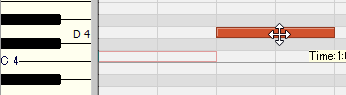 sonar ピアノロールビュー　スマートツールを使用したMIDIノートの移動
