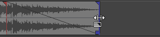 オーディオクリップの右端をポイントして幅を変える
