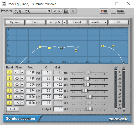 SONAR ピアノのイコライジング設定