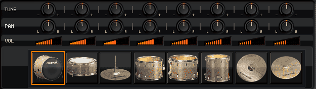 SI-Drum kit コンソール画面