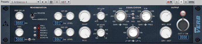 epicVerb リバーブ１の設定