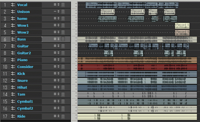 SONAR トラックビュー　全MIDIクリップをオーディオに変換