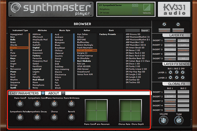 Synth Master Player Free Eazy Parametersセクション