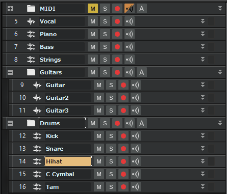 SONARトラックフォルダにトラックを格納