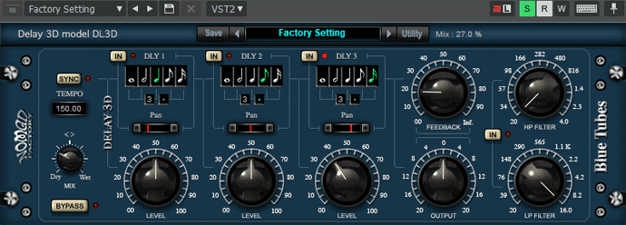 BT Tempo Delay DL3D-3 画面　パターン1