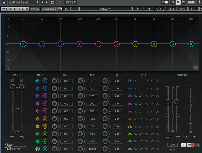 Q10 Equalizer コントロールパネル